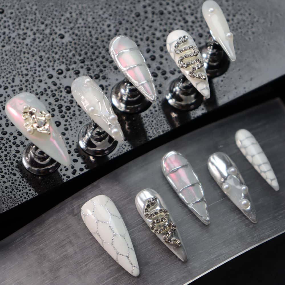 Cyber Future Rock Girl Y2K Handmade Stiletto Press On Nails A1075