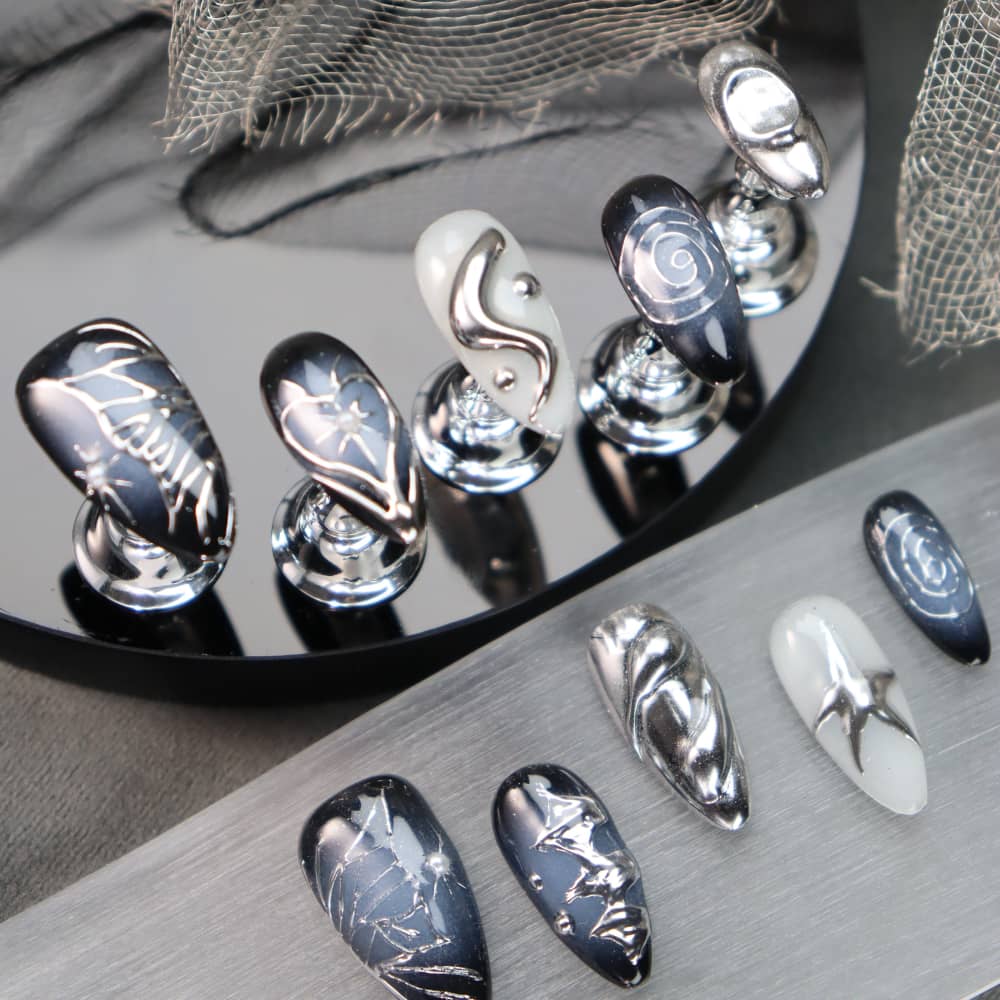 Star Stories Y2K Handmade Almond Press On Nails A886