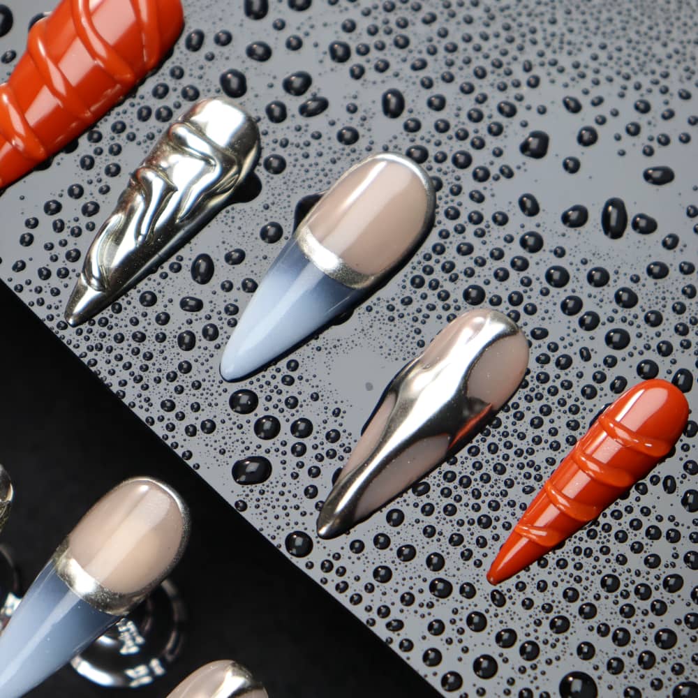 Punk Futuristic Color Matching Y2K Handmade Stiletto Press on Nails A882