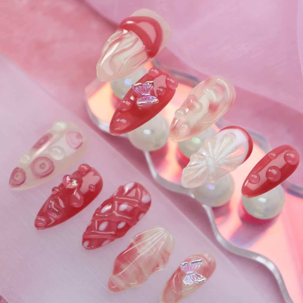 Grapefruit Lady Handmade Almond Press On Nails A1144