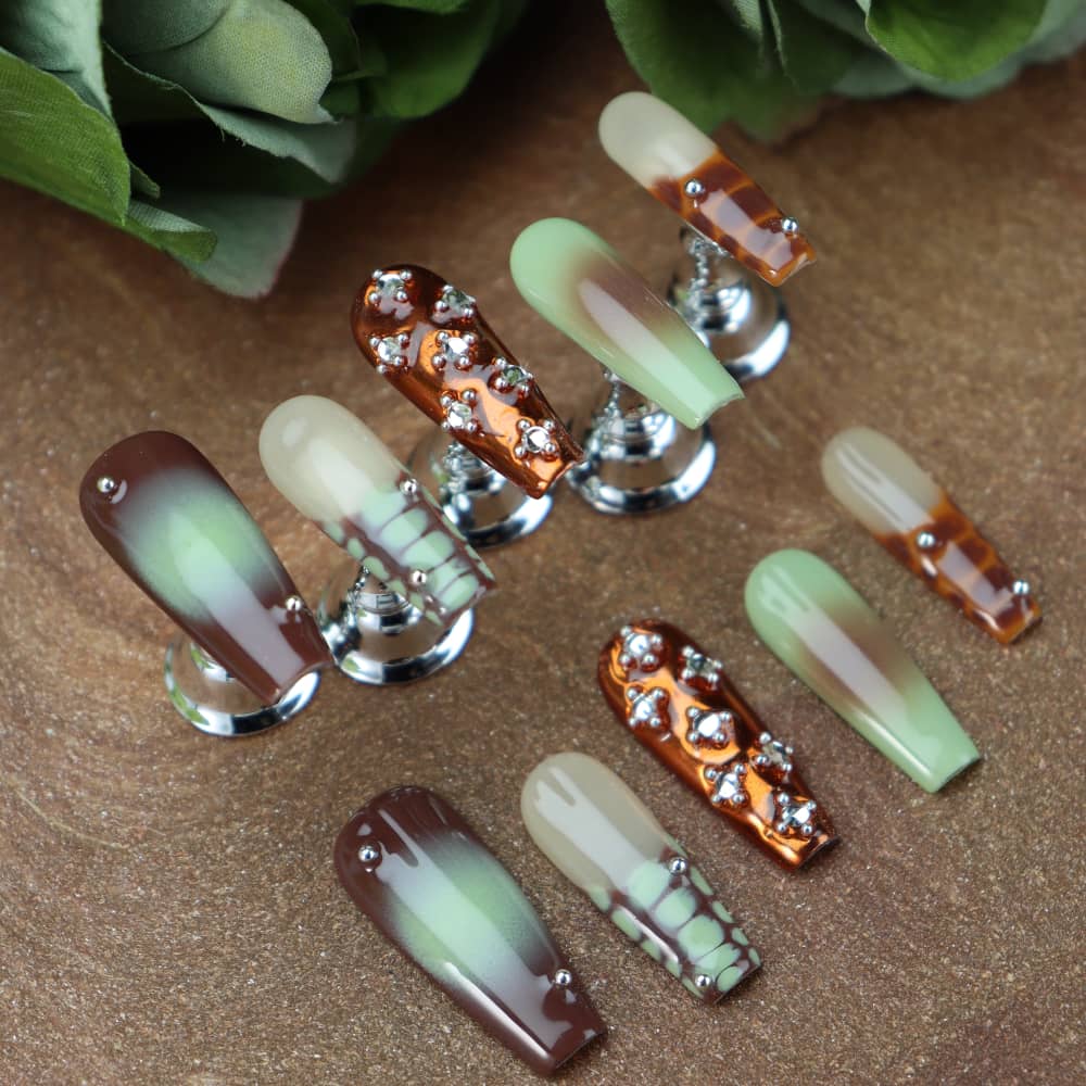 Coffee Time Handmade Coffin Press On Nails PP14