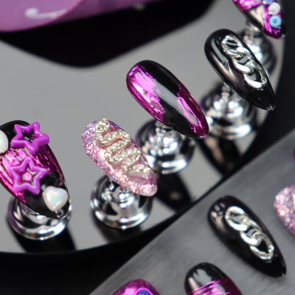 Girl's Starry Sky Y2K Handmade Almond Press On Nails A927