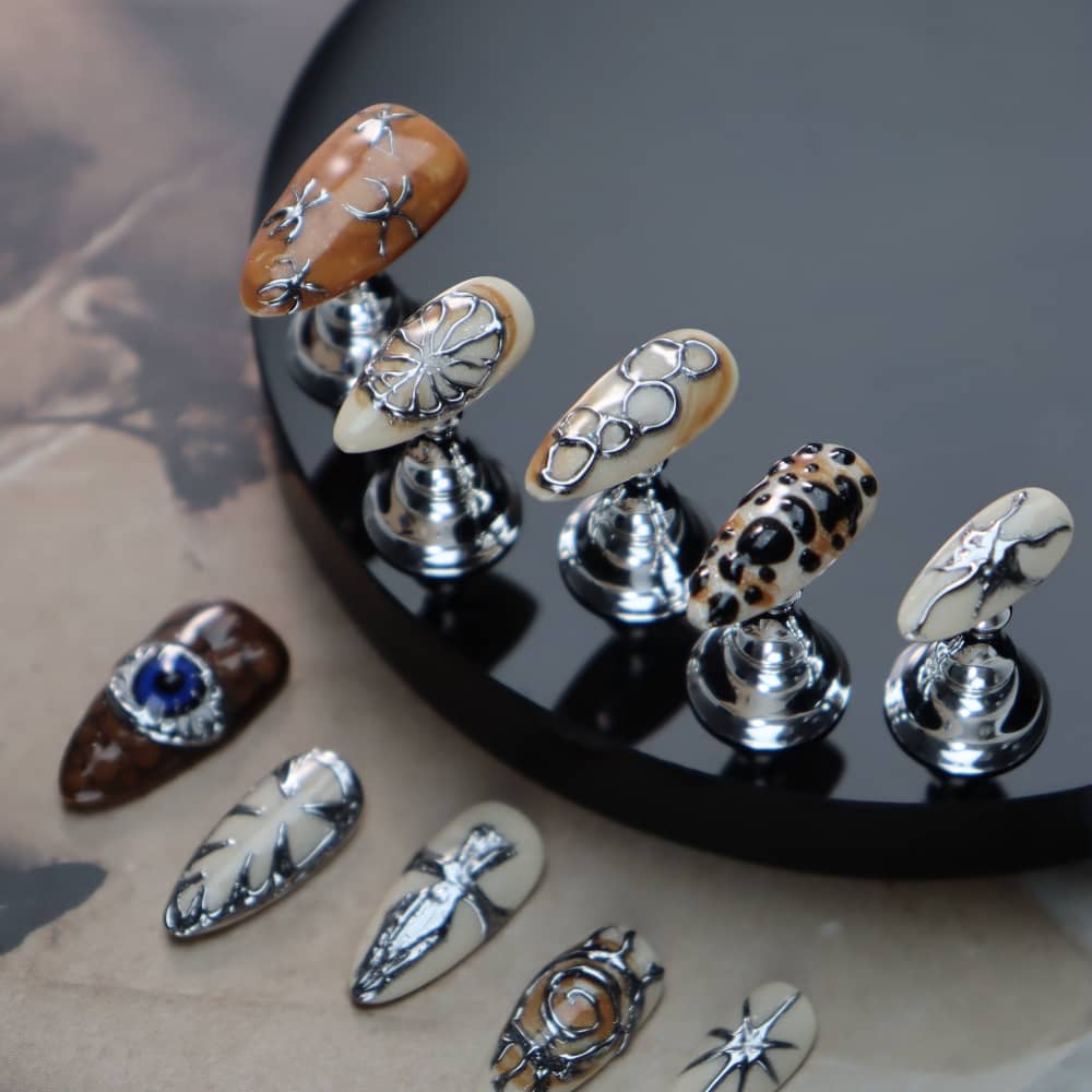 The Flintstones Metallic Y2K Handmade Almond Press On Nails A1066