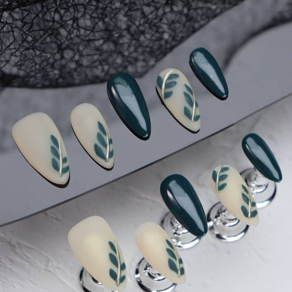 Olive Branch Handmade Almond Press On Nails A517