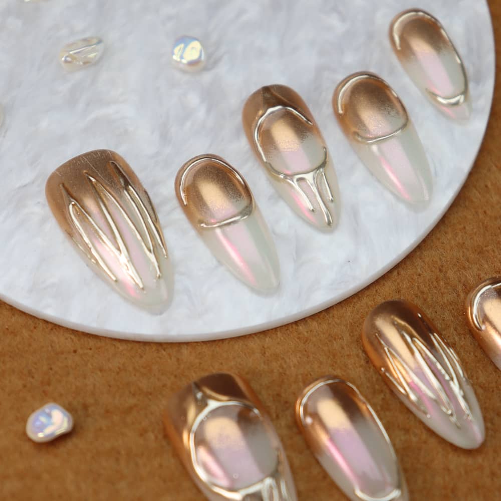 Bohemian Sunset Handmade Almond Press on Nails A527