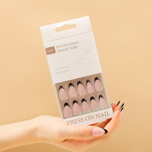 Classic French Tip Almond 30PCS Free Size Press on Nails ZG034