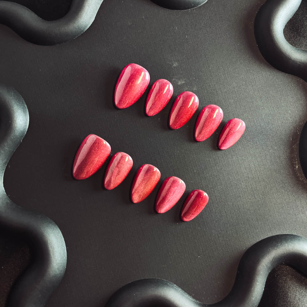 Confederate Rose Cat Eyes Gel Nail Handmade Almond Press-ons Nail MQ1008 - NoirNail