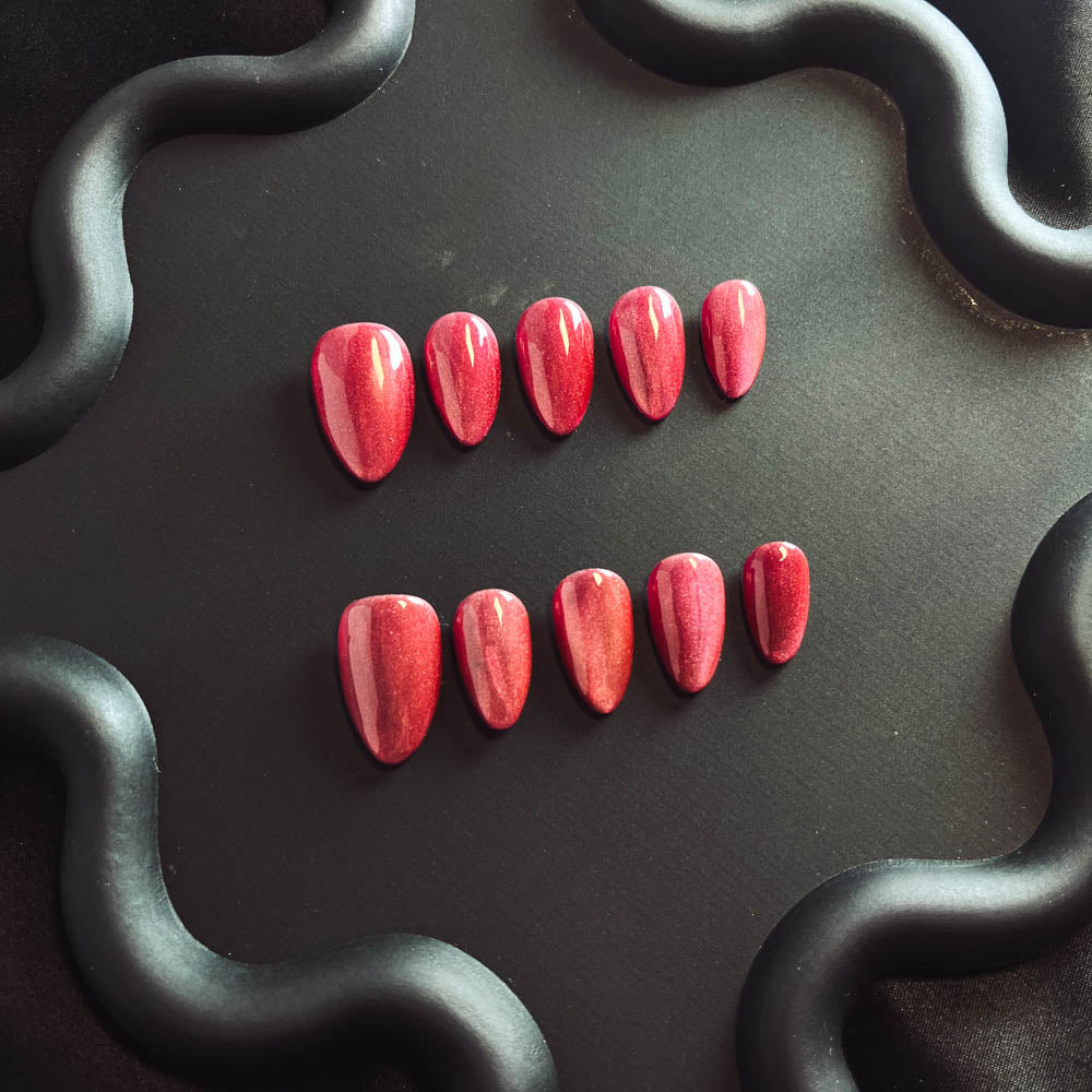 Confederate Rose Cat Eyes Gel Nail Handmade Almond Press-ons Nail MQ1008 - NoirNail