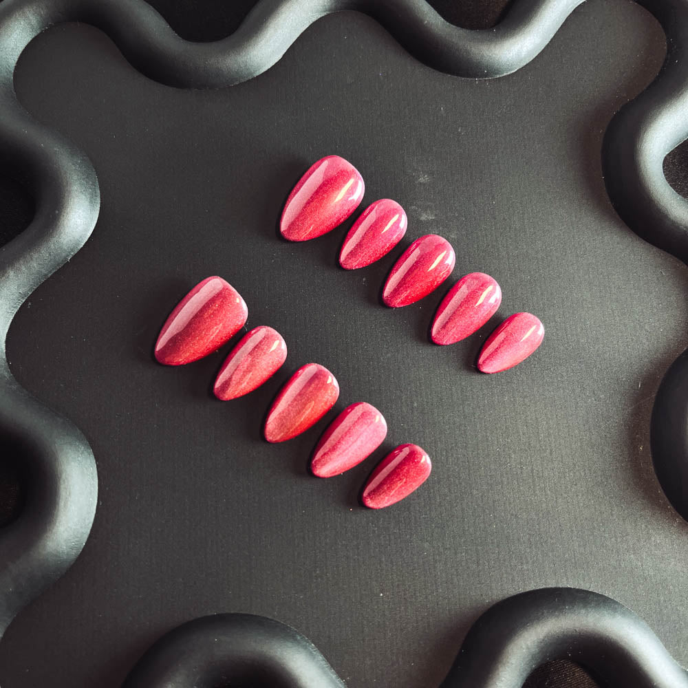 Confederate Rose Cat Eyes Gel Nail Handmade Almond Press-ons Nail MQ1008 - NoirNail