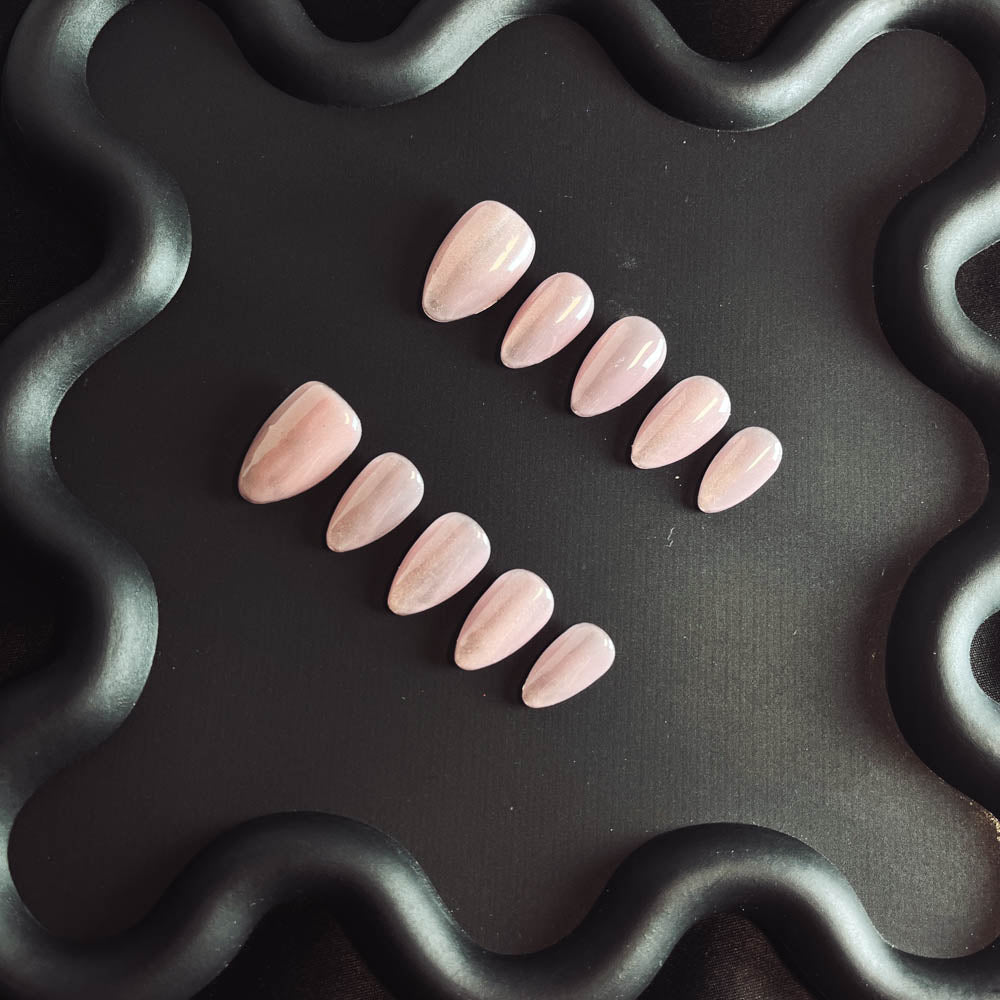 Pink Cat Eyes Gel Nail Handmade Almond Press-ons Nail MQ1001 - NoirNail