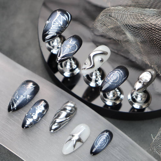 Star Stories Y2K Handmade Almond Press On Nails A886