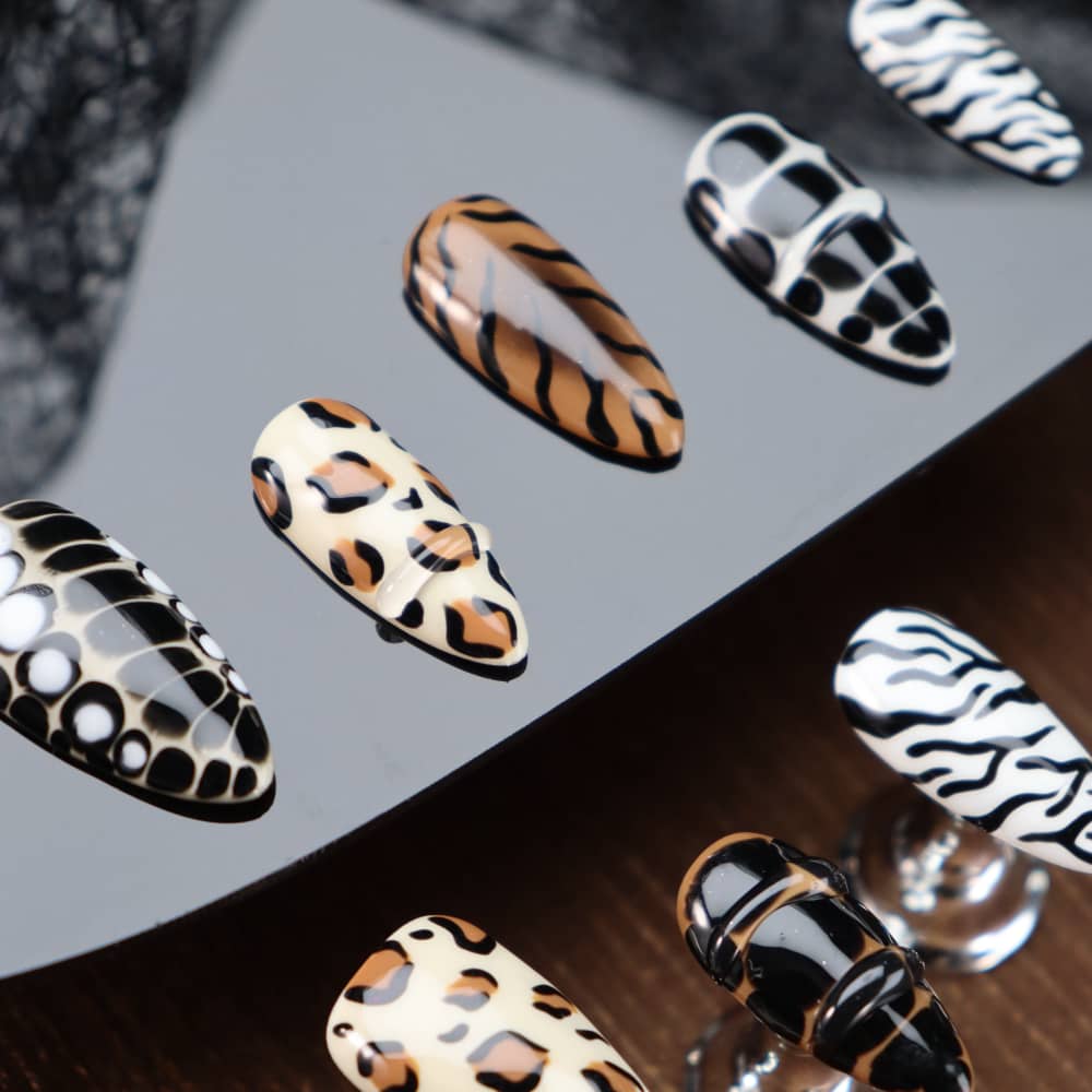Maillard Animal Pattern Handmade Almond Press On Nails A1168