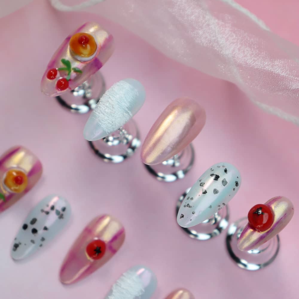 Cherry Cake Handmade Almond Press On Nails A1028