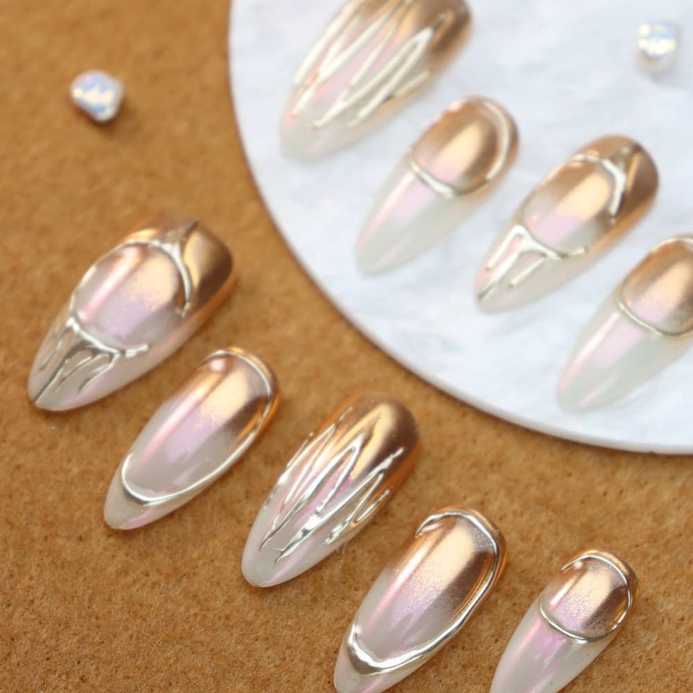 Bohemian Sunset Handmade Almond Press on Nails A527