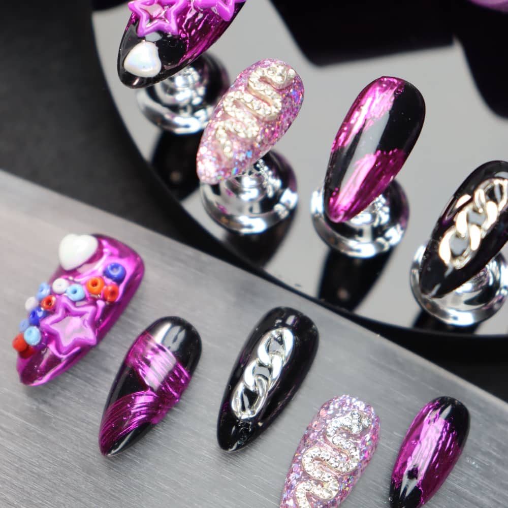 Girl's Starry Sky Y2K Handmade Almond Press On Nails A927