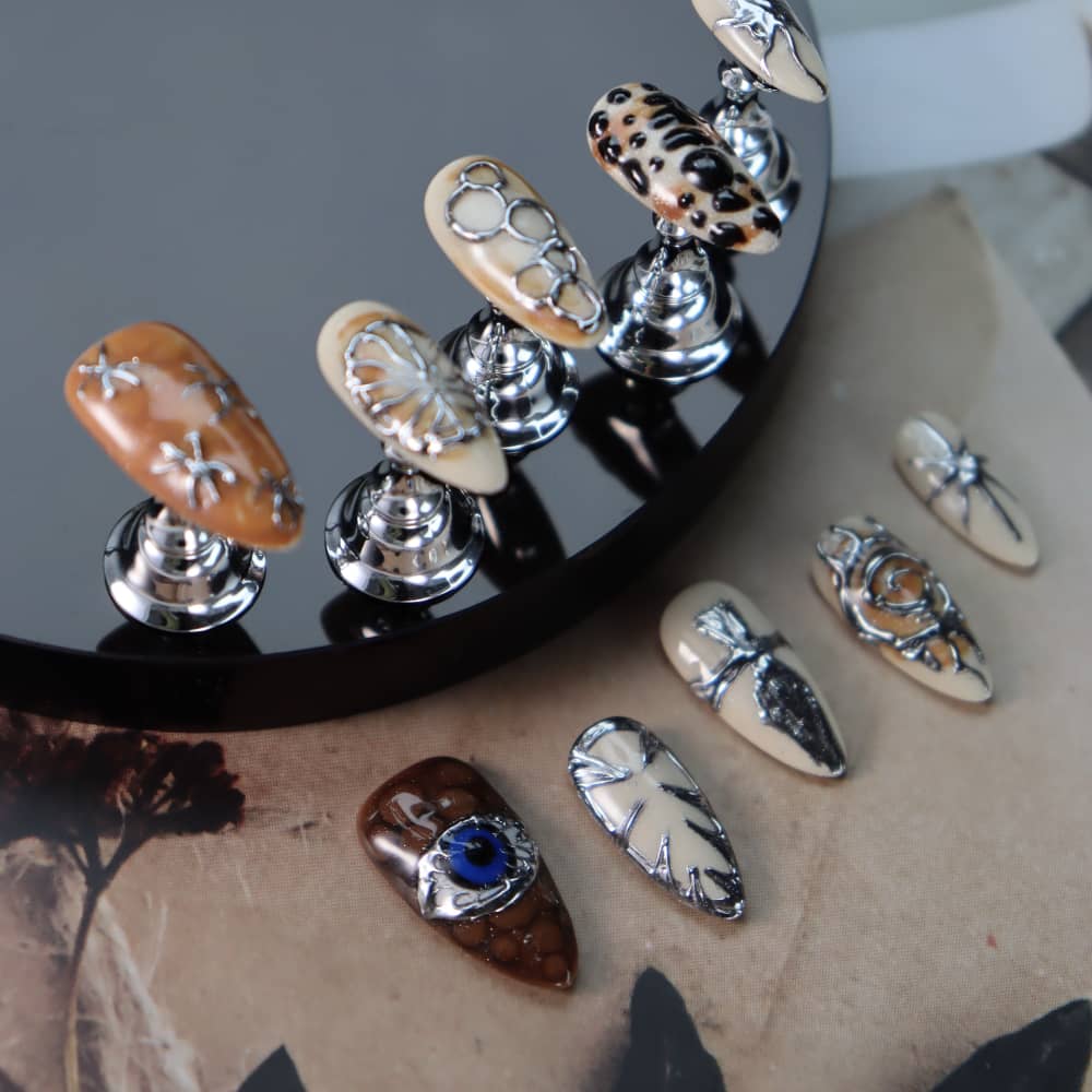 The Flintstones Metallic Y2K Handmade Almond Press On Nails A1066