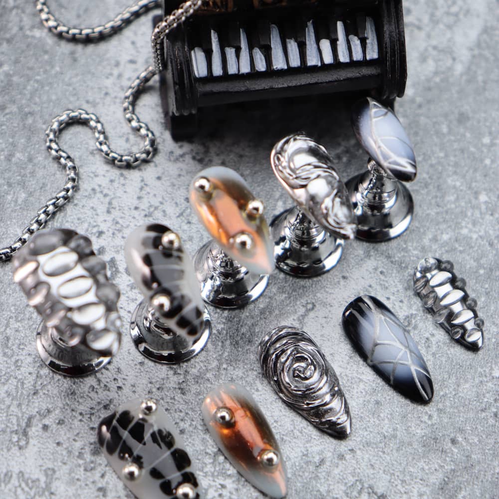 Cyberpunk Y2K Handmade Almond Press On Nails A1260