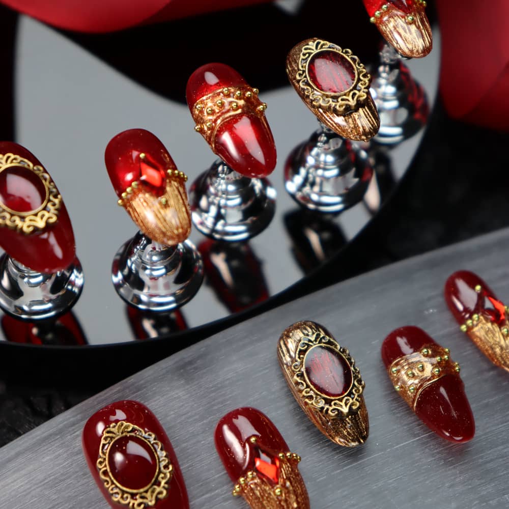 Merry Christmas Buccellati Handmade Almond Press On Nails A861