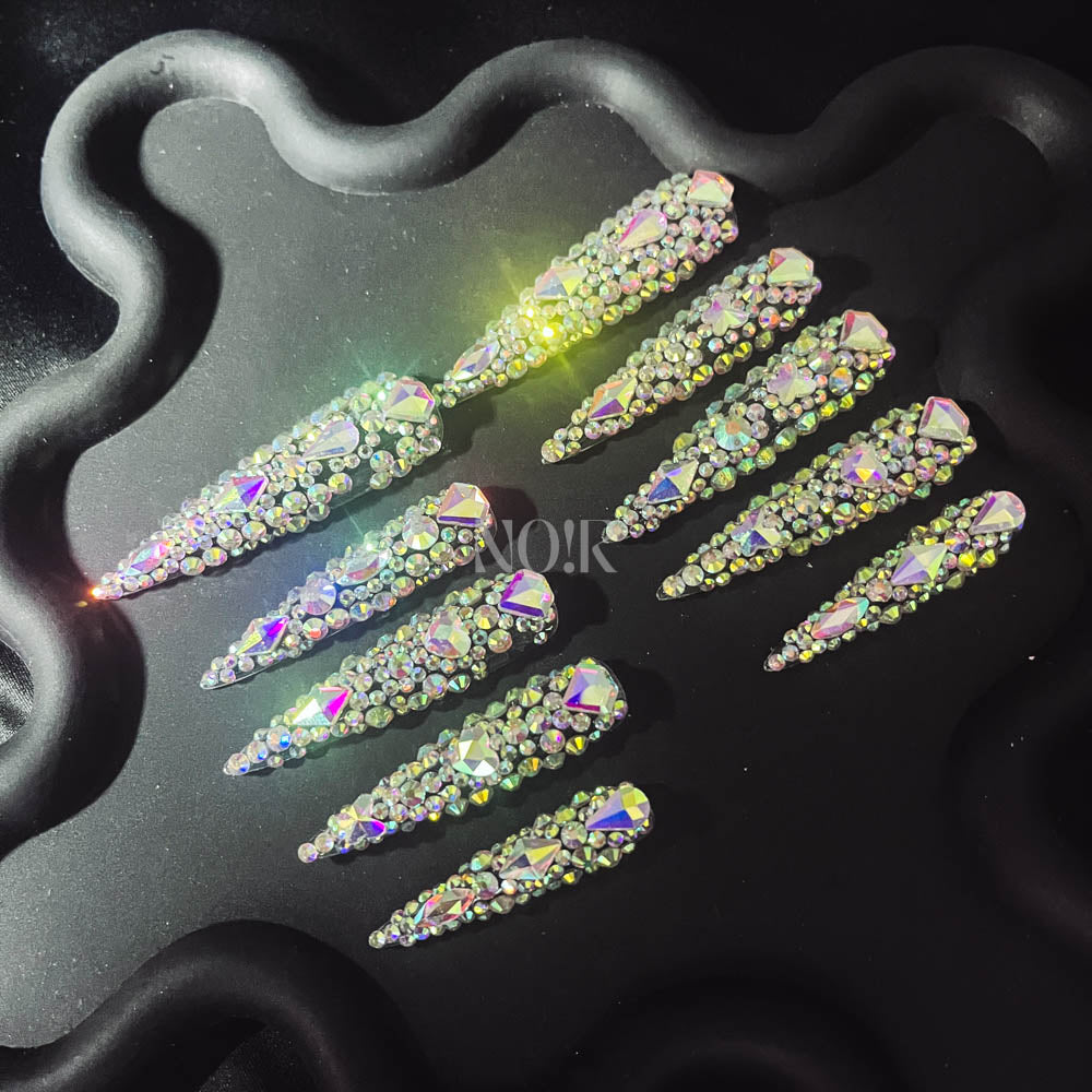 Moonlight Goddess Rhinestone Handmade  Stiletto Nails OM1003 - NoirNail