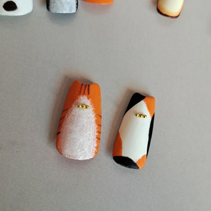 Custom Kitten Handmade Almond Press On Nails