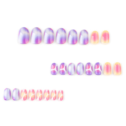 Contrast Color Oval 24PCS Free Size Press on Nails JP3785