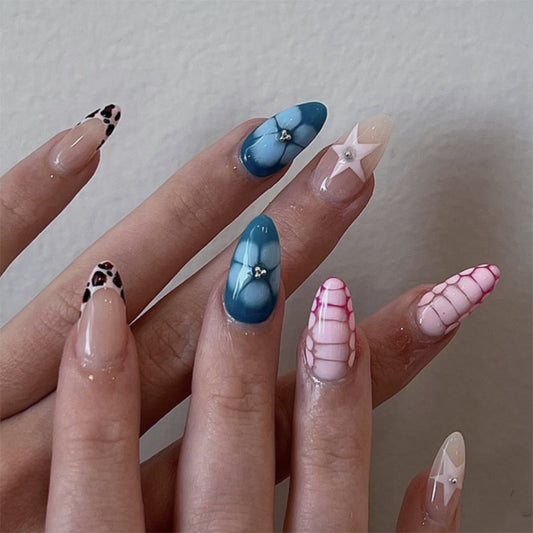Crocodile Pattern Almond 24PCS Free Size Press on Nails JP3968