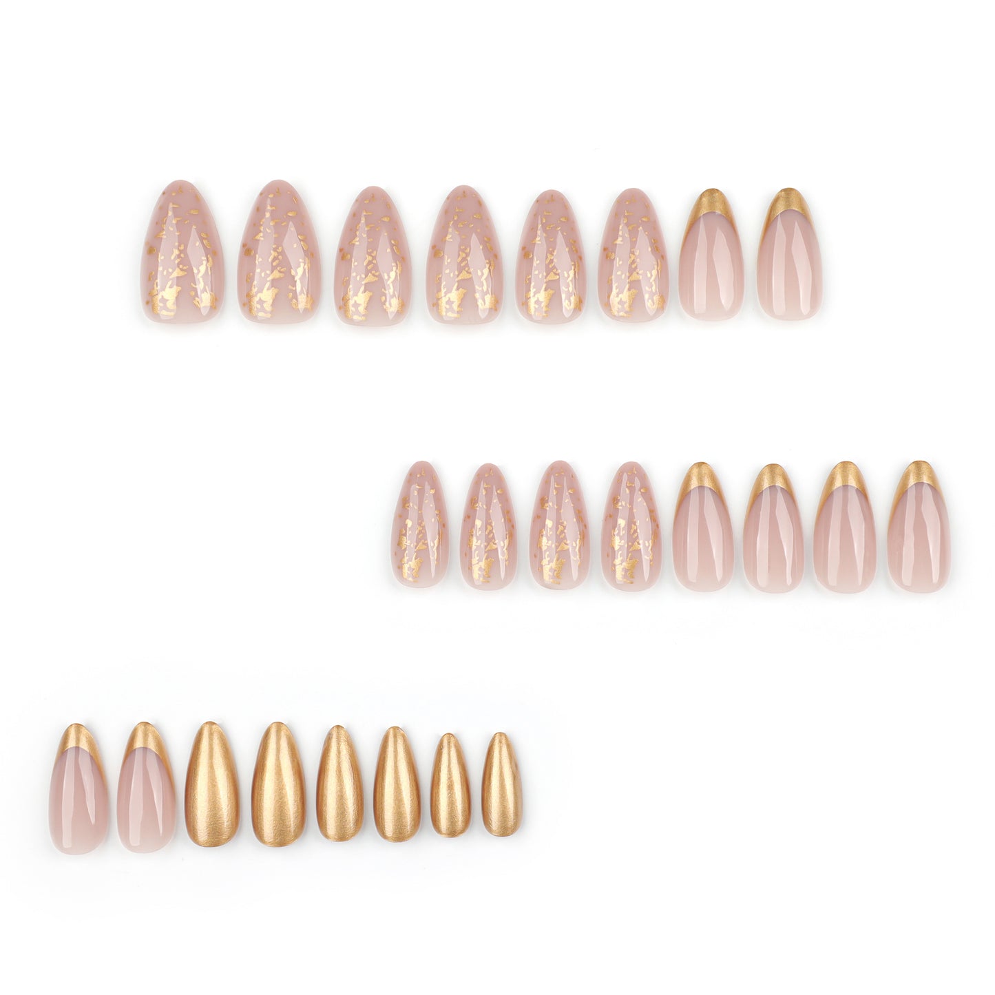 Baby's Breath Almond 24PCS Free Size Press on Nails JP3749