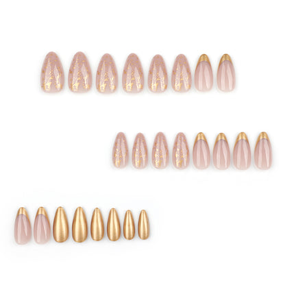 Baby's Breath Almond 24PCS Free Size Press on Nails JP3749