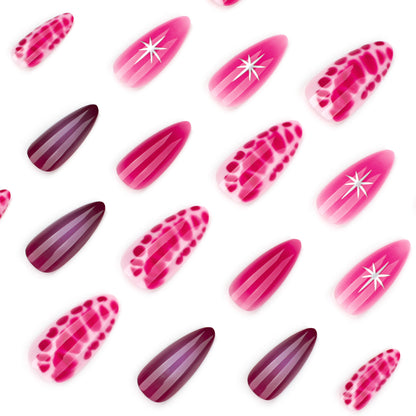 Crocodile Pattern Almond 24PCS Free Size Press on Nails  JP3967