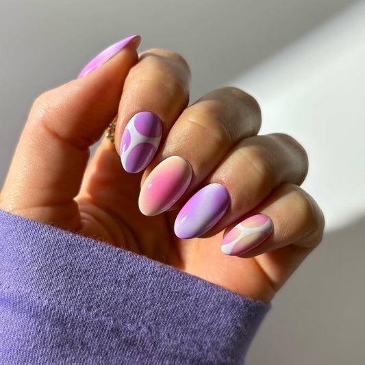 Contrast Color Oval 24PCS Free Size Press on Nails JP3785