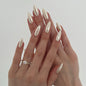 Classic Cream Almond 24PCS Free Size Press on Nails JL0694