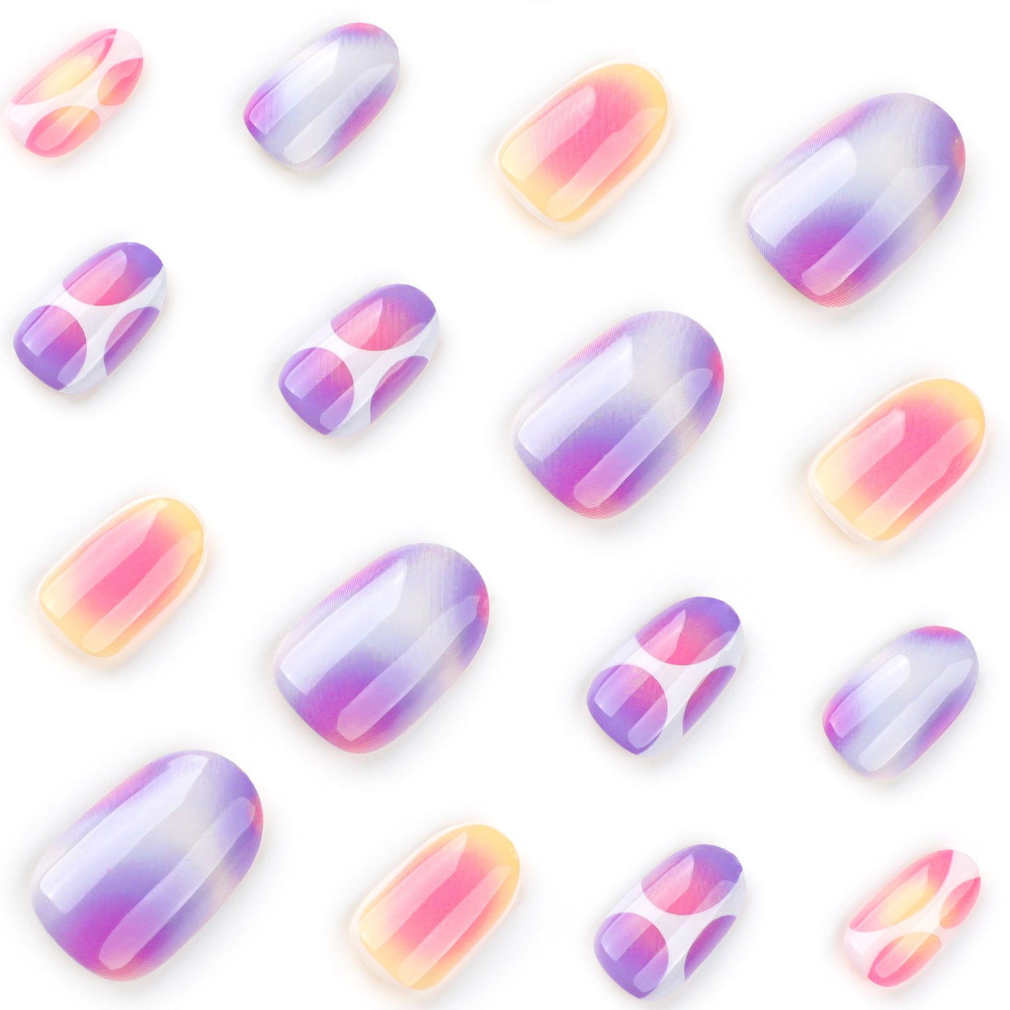 Contrast Color Oval 24PCS Free Size Press on Nails JP3785