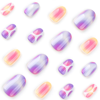 Contrast Color Oval 24PCS Free Size Press on Nails JP3785