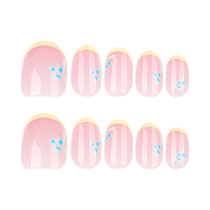 Small Fresh Yellow French Pointed Almond 24PCS Free Size Press on Nails JP3920