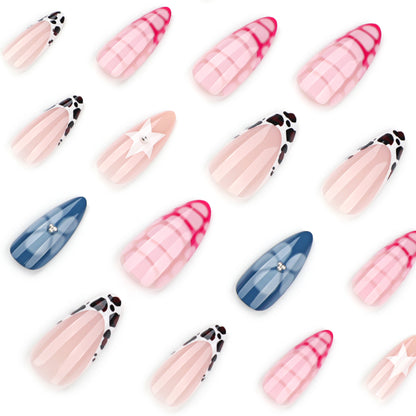 Crocodile Pattern Almond 24PCS Free Size Press on Nails JP3968