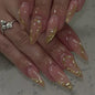 Irregular Hot Stamping Almond 24PCS Free Size Press on Nails JP3873