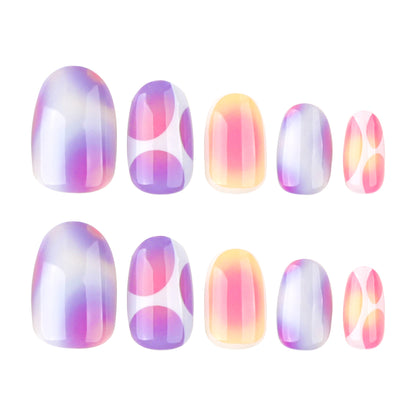 Contrast Color Oval 24PCS Free Size Press on Nails JP3785