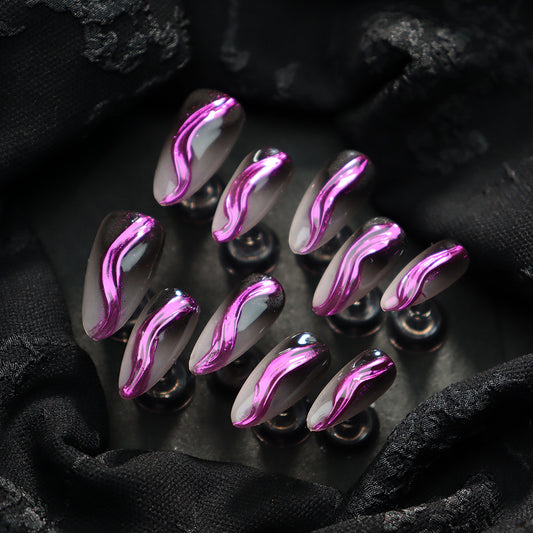 Magic Mirror  Handmade Almond  Nails  A627 - NoirNail