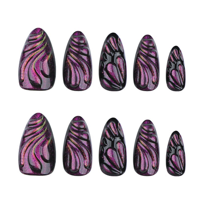 Sweet Cool Blackberry Almond 24PCS Free Size Press on Nails JP3600