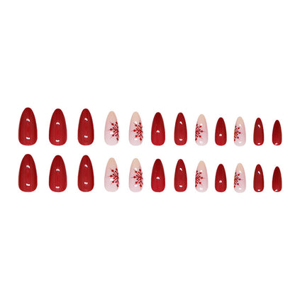 Snowflake Gradient  Almond 24PCS Free Size Press on Nails W1846