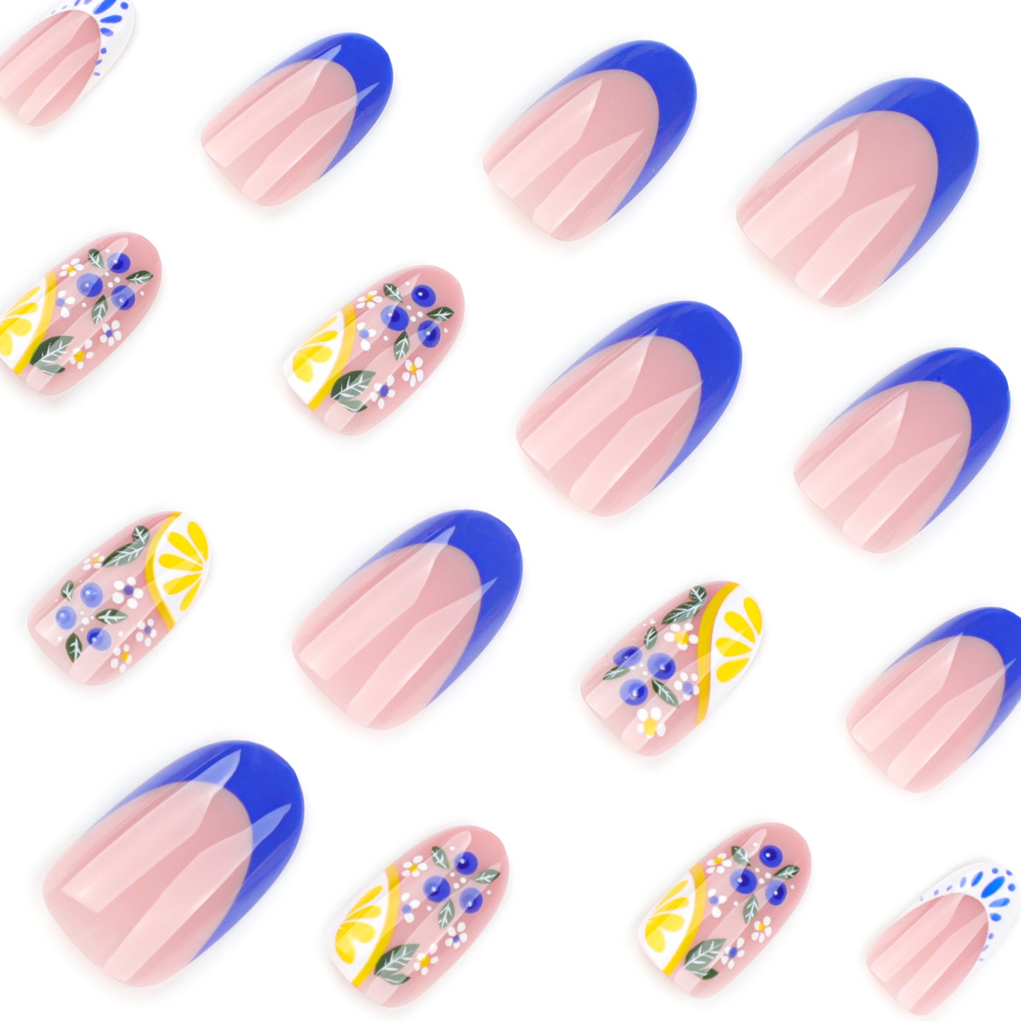 Fresh Lemon Almond 24PCS Free Size Press on Nails JP3965