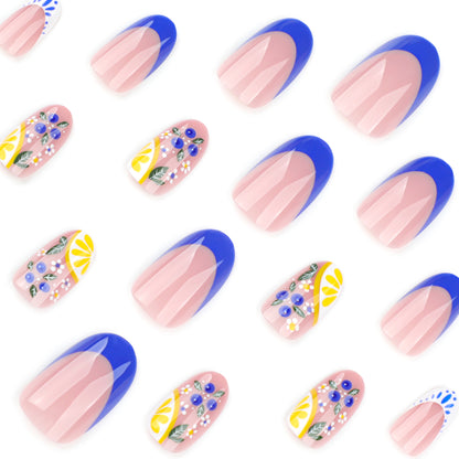 Fresh Lemon Almond 24PCS Free Size Press on Nails JP3965