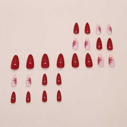 Snowflake Gradient  Almond 24PCS Free Size Press on Nails W1846