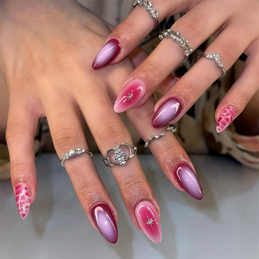 Crocodile Pattern Almond 24PCS Free Size Press on Nails  JP3967