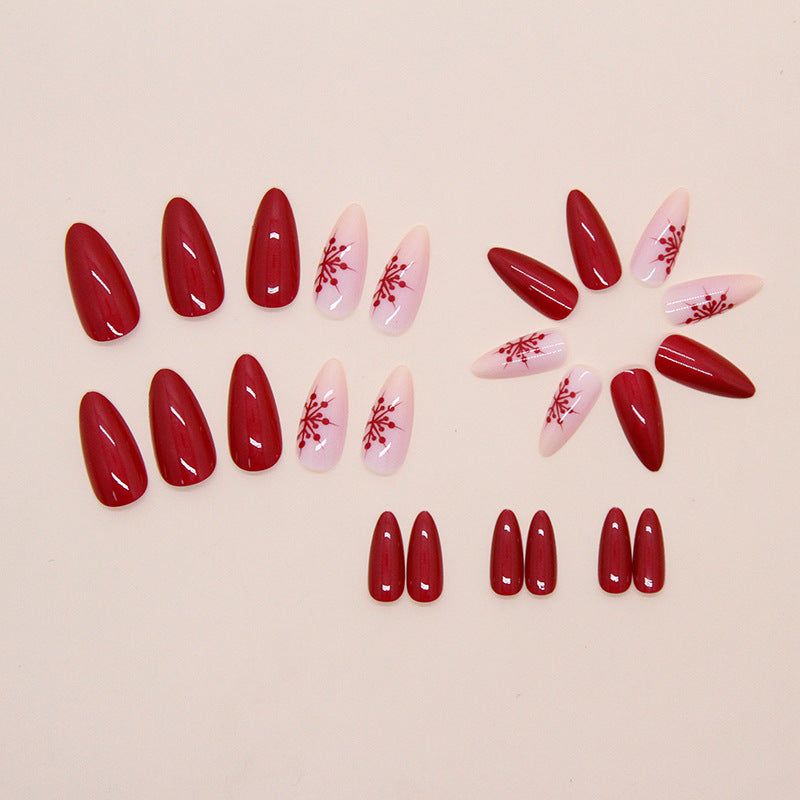 Snowflake Gradient  Almond 24PCS Free Size Press on Nails W1846