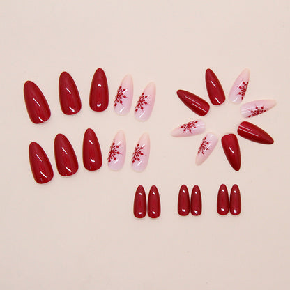 Snowflake Gradient  Almond 24PCS Free Size Press on Nails W1846