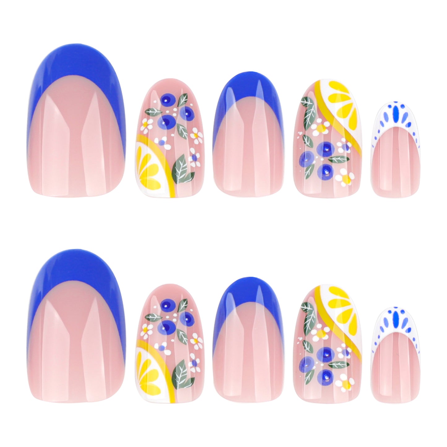 Fresh Lemon Almond 24PCS Free Size Press on Nails JP3965