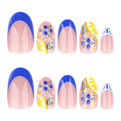 Fresh Lemon Almond 24PCS Free Size Press on Nails JP3965