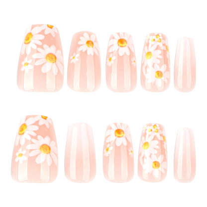 Daisy Almond 24PCS Free Size Press on Nails JP3868