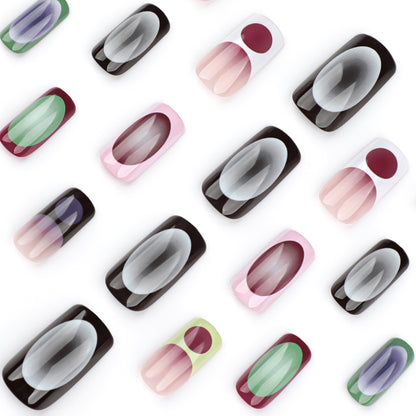 Gradient Blending Square 24PCS Free Size Press on Nails JP3478